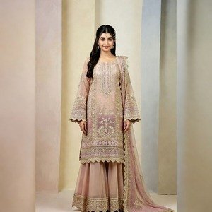 Premium Embroidered Party Wear Three Piece